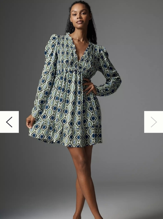 Anthropologie Dresses & Skirts - Anthropologie Long-Sleeve V-Neck Ruffle Mini Dress Size Medium